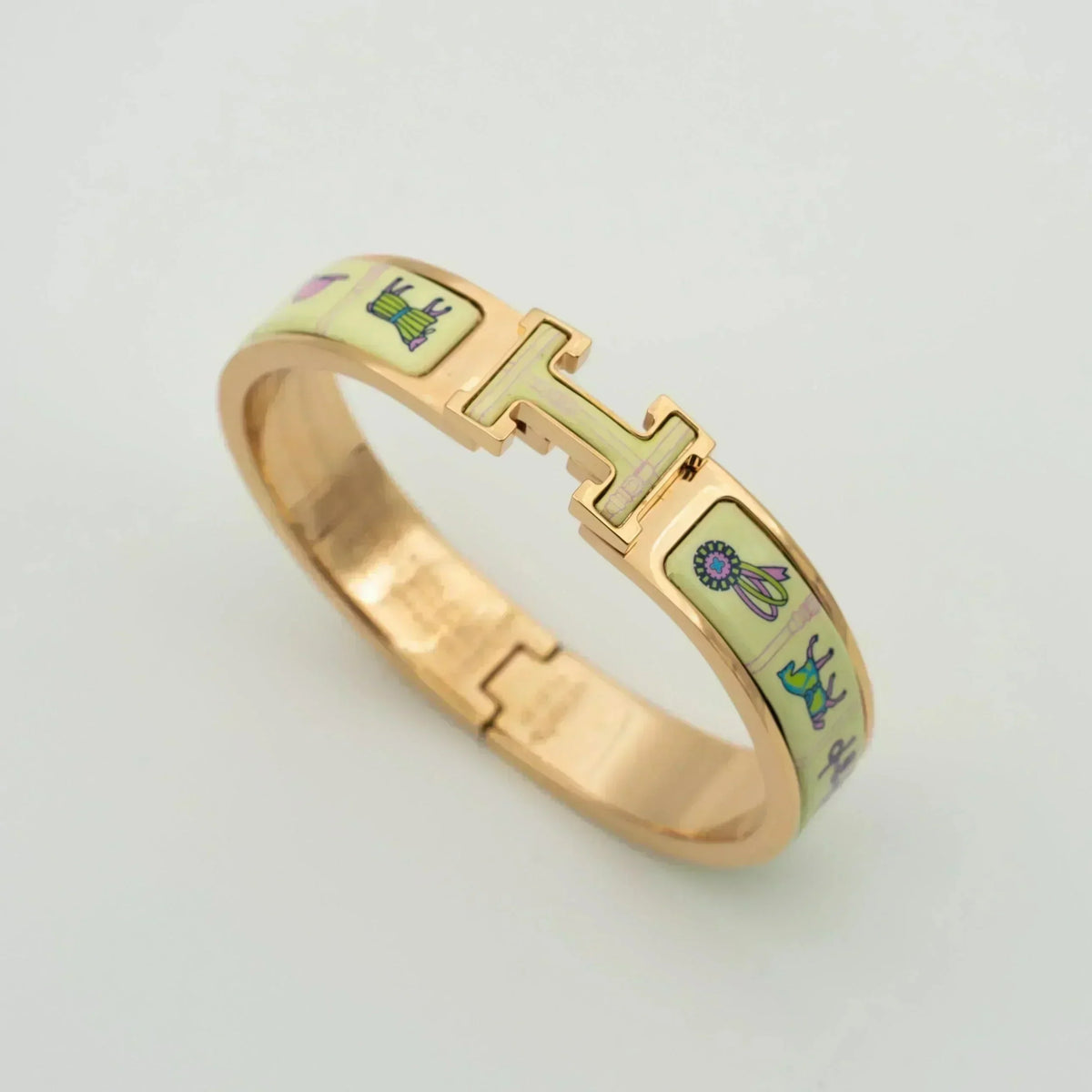 [Elara jewelsry ]H PINK GOLD BRACELET CREAM CERAMIC