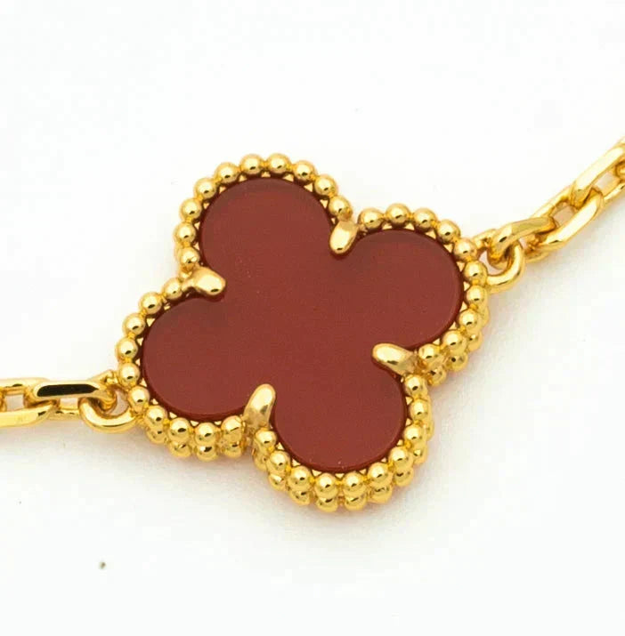[Elara jewelsry ] CLOVER 5 MOTIF RED CORNELIAN BRACELET COLLECTION