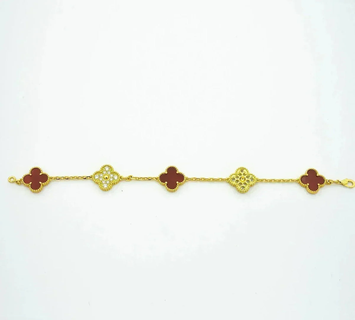 [Elara jewelsry ] CLOVER 5 MOTIF RED CORNELIAN BRACELET COLLECTION