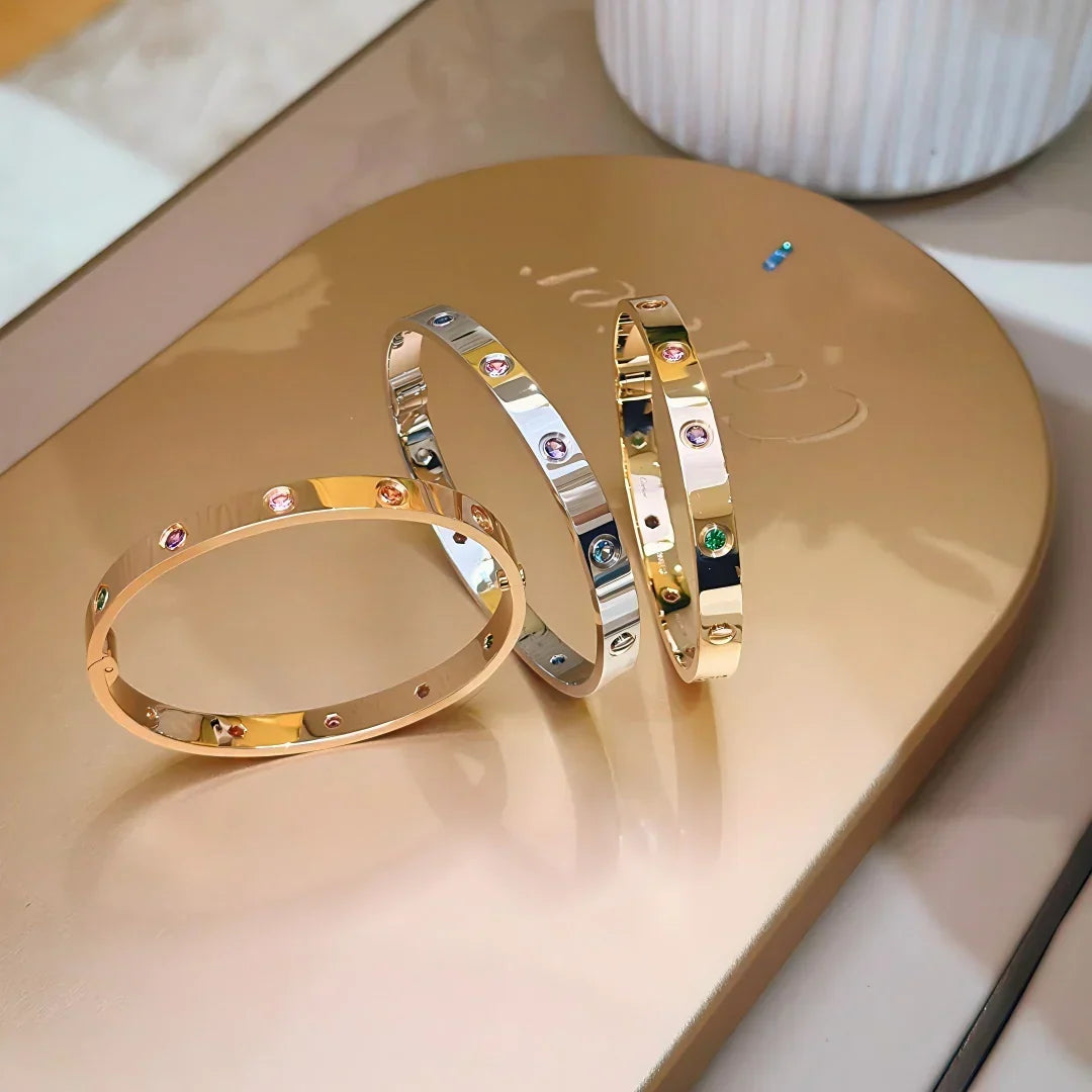[Elara jewelsry]CLASSIC 6.1MM LOVE BRACELET 10-DIAMOND MULTICOLOR
