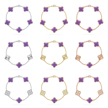 [Elara jewelsry ]CLOVER 5 MOTIF LIGHT PURPLE BRACELET COLLECTION