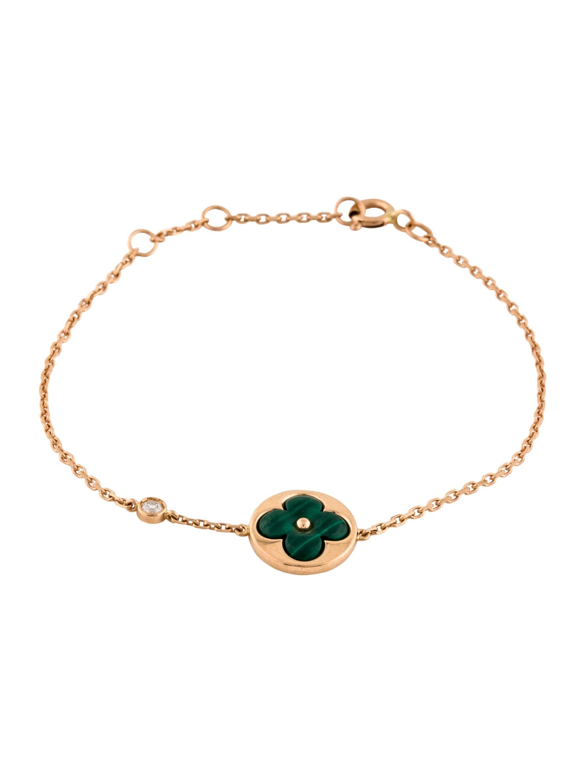 [Elara jewelsry ]SUN MALACHITE 1 DIAMOND PINK GOLD BRACELET