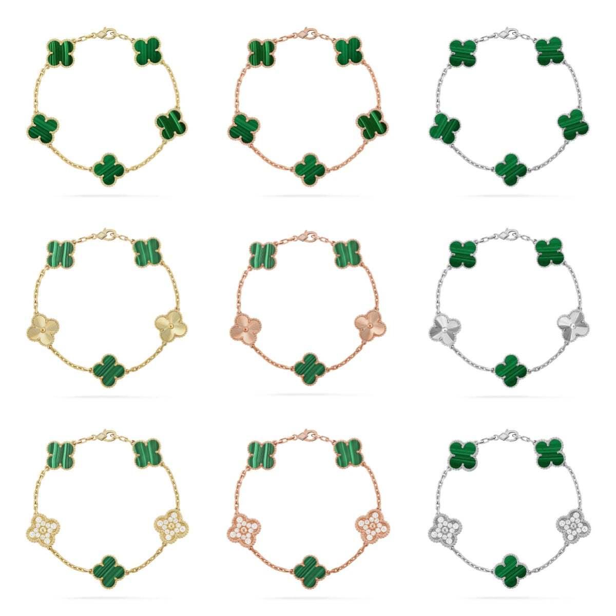 [Elara jewelsry ] CLOVER 5 MOTIF MALACHITE BRACELET COLLECTION