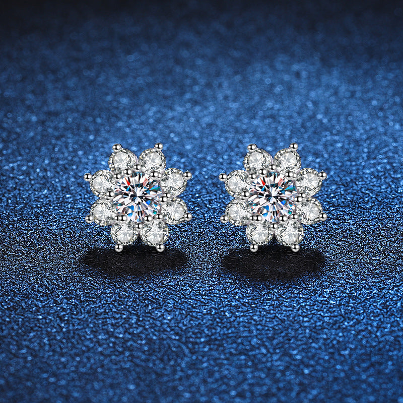 [Elara]RADIANT SUNFLOWER MOISSANITE STUD EARRINGS