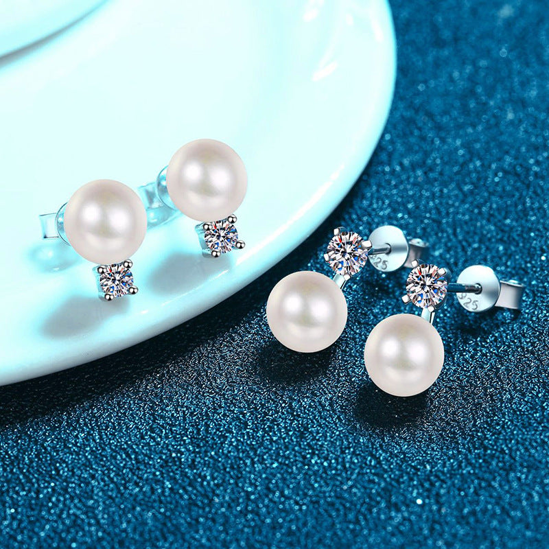 [Elara]ELEGANT NATURAL PEARL & MOISSANITE DROP EARRINGS