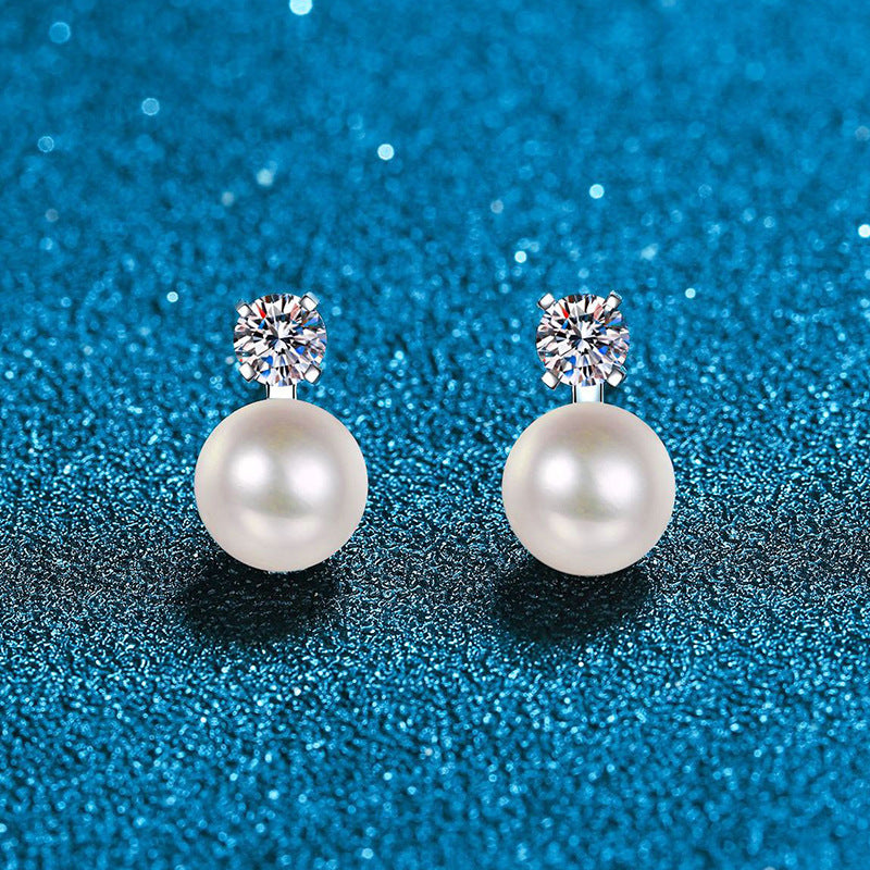 [Elara]ELEGANT NATURAL PEARL & MOISSANITE DROP EARRINGS