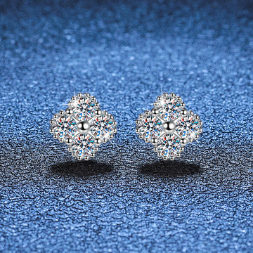 [Elara]ELEGANT FOUR-LEAF CLOVER MOISSANITE STUD EARRINGS