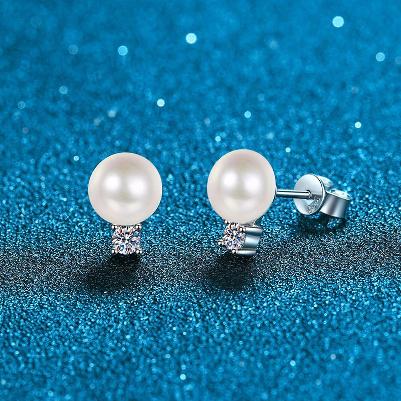 [Elara]ELEGANT NATURAL PEARL & MOISSANITE DROP EARRINGS