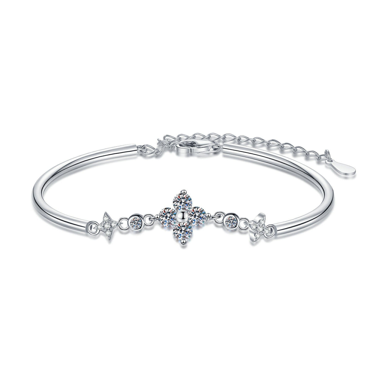 [Elara]CLOVER & TWIN-STAR MOISSANITE BRACELET