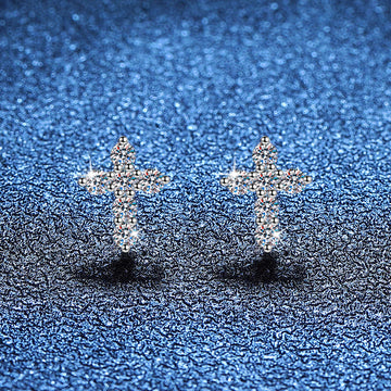 [Elara]SPARKLING CROSS MOISSANITE STUD EARRINGS