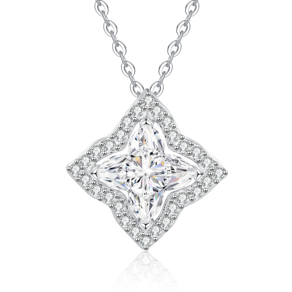 [Elara]STAR-CLOVER MOISSANITE NECKLACE