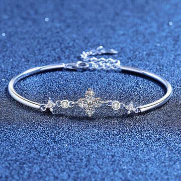 [Elara]CLOVER & TWIN-STAR MOISSANITE BRACELET