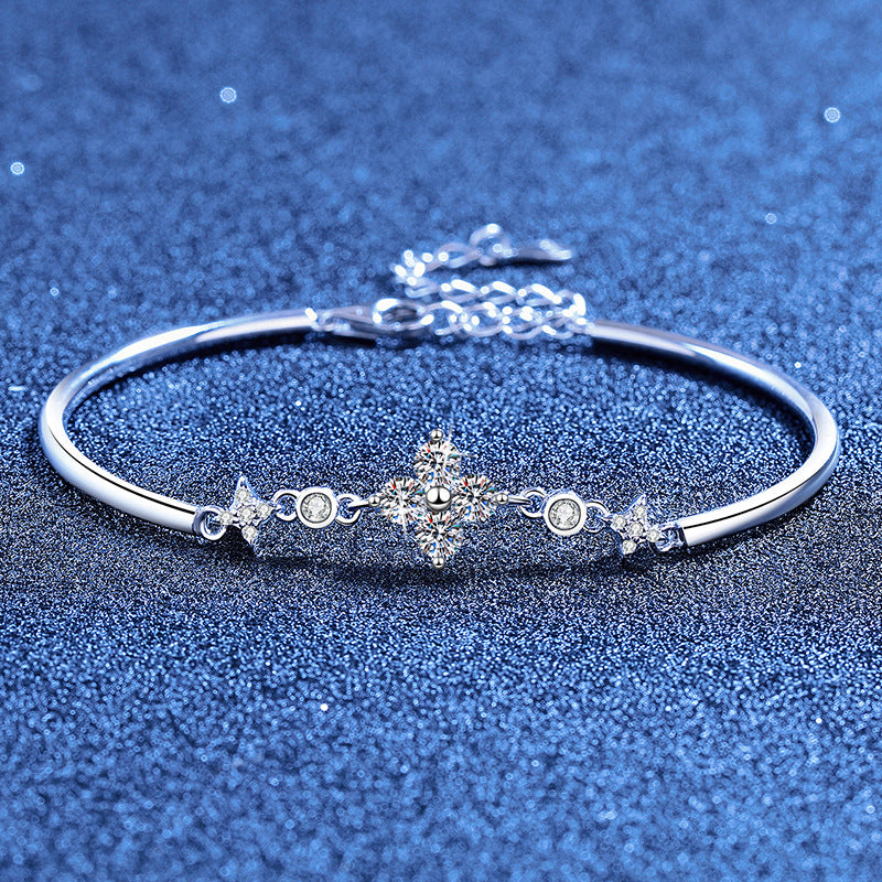 [Elara]CLOVER & TWIN-STAR MOISSANITE BRACELET