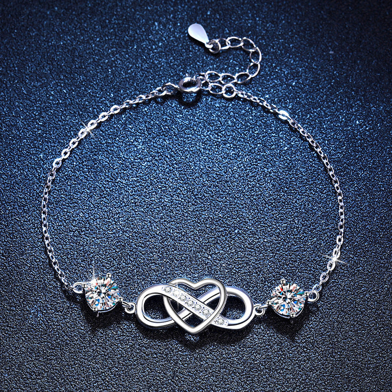 [Elara]DOUBLE-STONE "LOVE LINK" MOISSANITE BRACELET