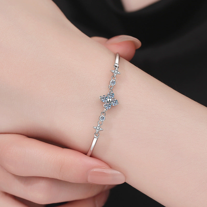 [Elara]CLOVER & TWIN-STAR MOISSANITE BRACELET