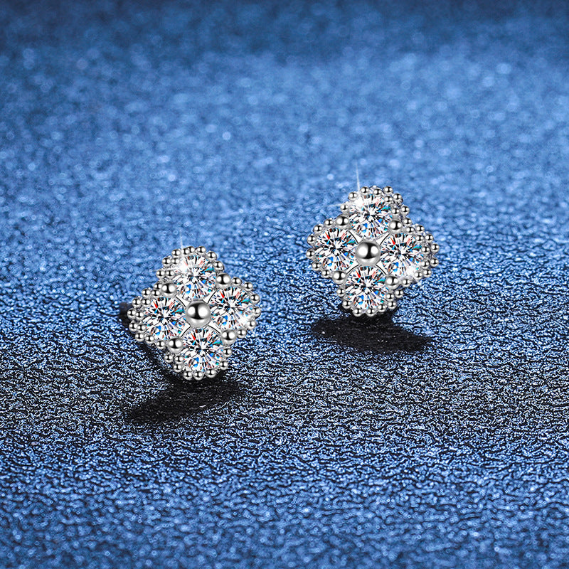 [Elara]ELEGANT FOUR-LEAF CLOVER MOISSANITE STUD EARRINGS