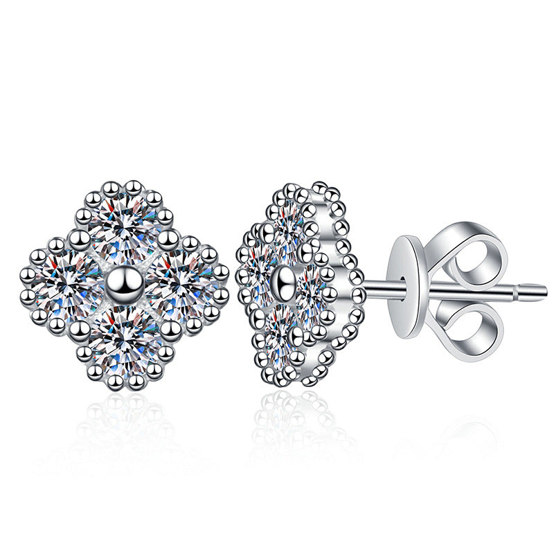 [Elara]ELEGANT FOUR-LEAF CLOVER MOISSANITE STUD EARRINGS
