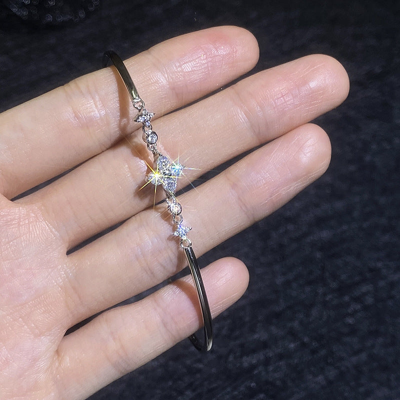 [Elara]CLOVER & TWIN-STAR MOISSANITE BRACELET