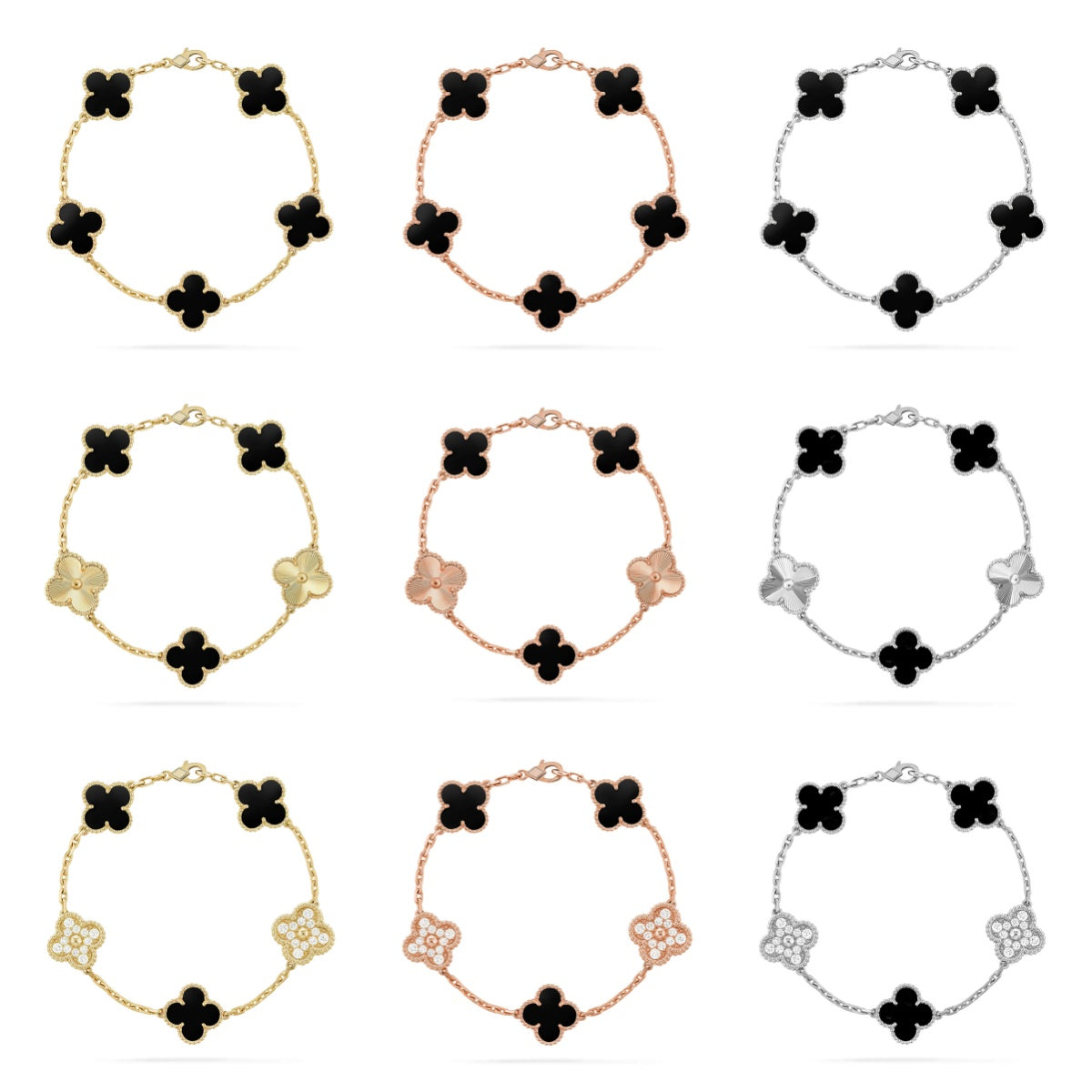 [Elara jewelsry ] CLOVER 5 MOTIF ONYXS BRACELET COLLECTION