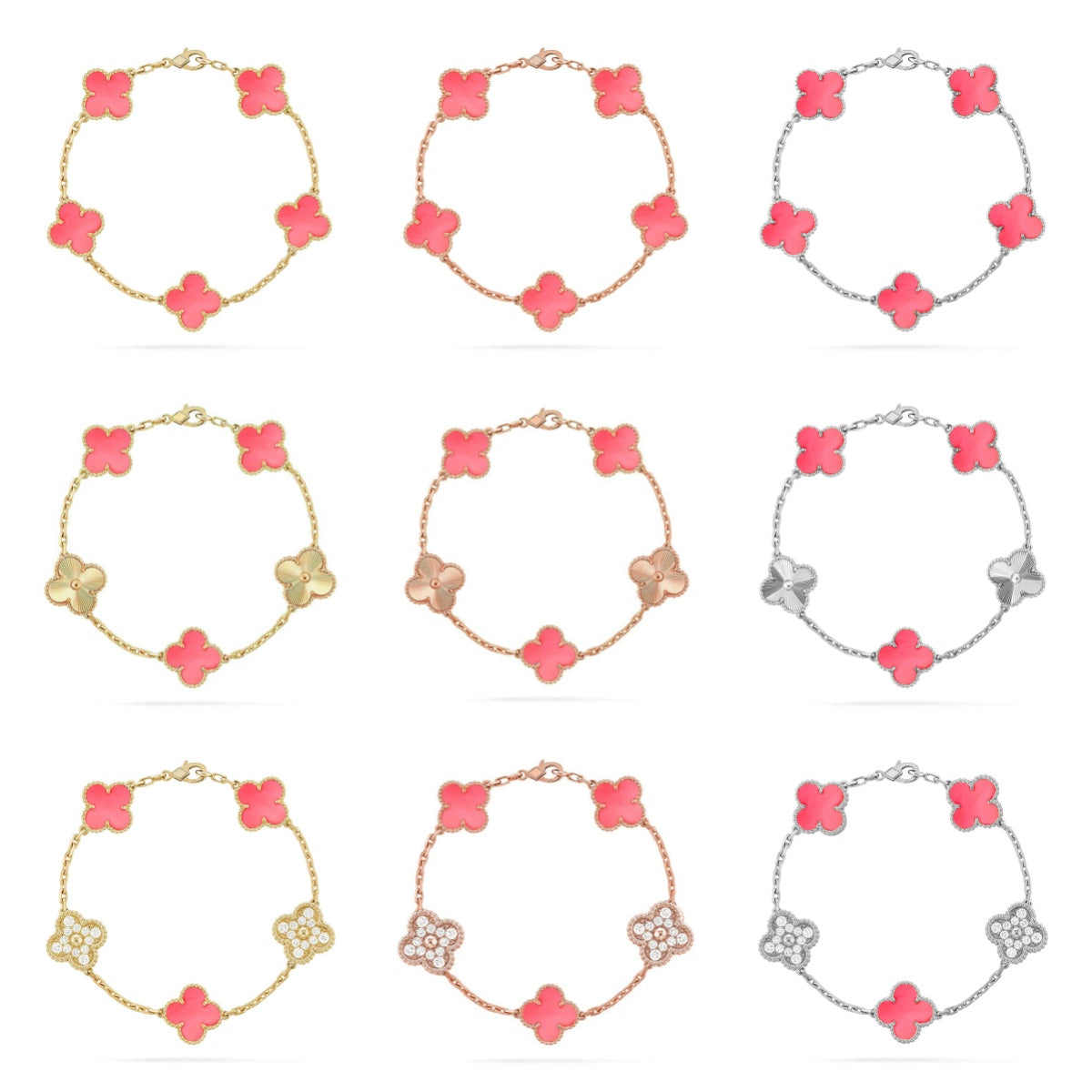[Elara jewelsry ] CLOVER 5 MOTIFS  PINK MOP BRACELET COLLECTION