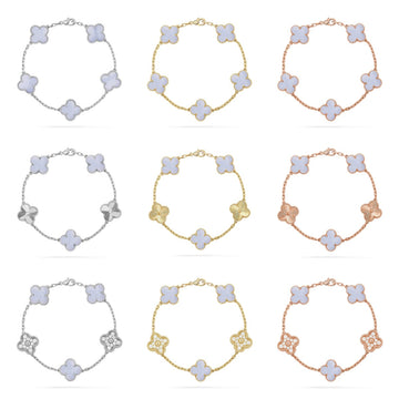 [Elara jewelsry ] CLOVER 5 MOTIF PURPLE CHALCEDONY BRACELET COLLECTION