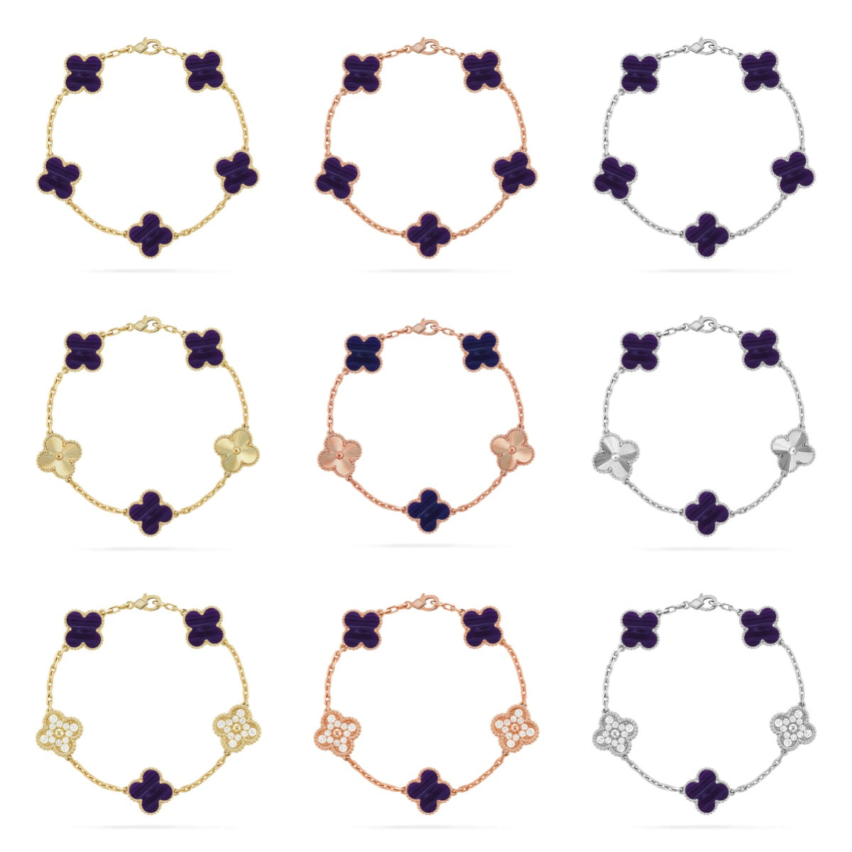 [Elara jewelsry ]CLOVER 5 MOTIF PURPLE STRIPES BRACELET COLLECTION