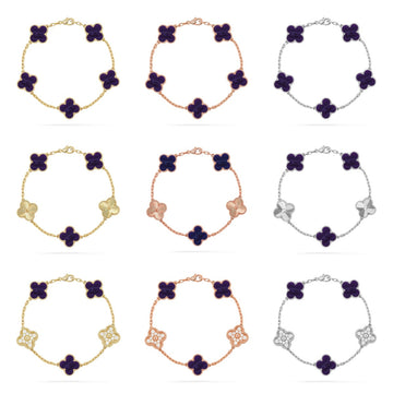 [Elara jewelsry ]CLOVER 5 MOTIF PURPLE STRIPES BRACELET COLLECTION