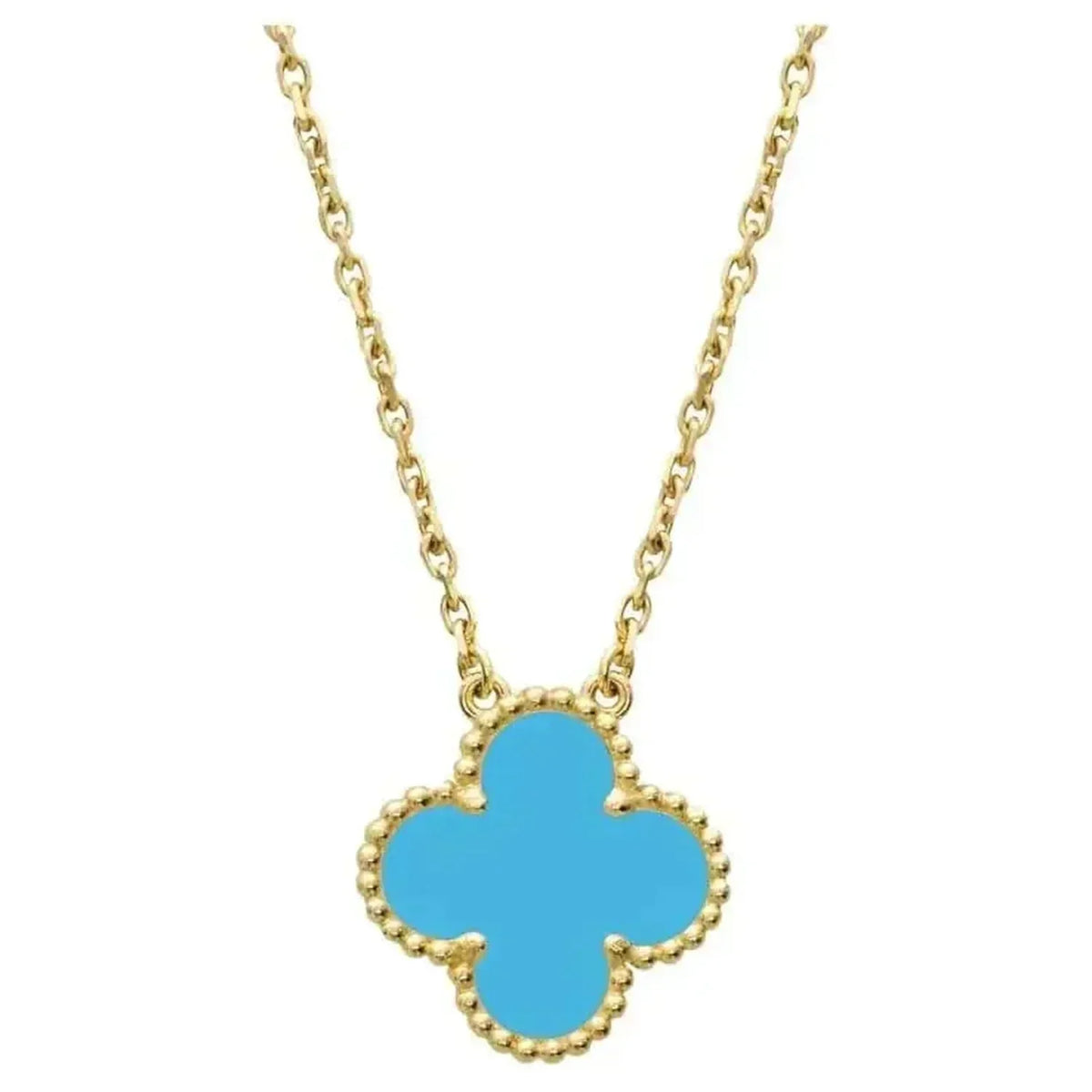 [Elara jewelsry ]CLOVER 15MM VINTAGE TURQUOISE NECKLACE