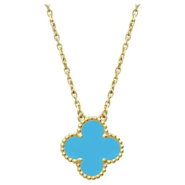 [Elara jewelsry ]CLOVER 15MM VINTAGE TURQUOISE NECKLACE
