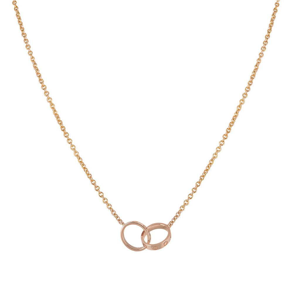 [Elara jewelsry ]LOVE NECKLACE DOUBLE RING PINK GOLD