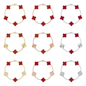 [Elara jewelsry ] CLOVER 5 MOTIF RED CORNELIAN BRACELET COLLECTION