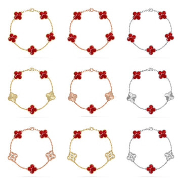 [Elara jewelsry ]CLOVER 5 MOTIF RED PATTERN BRACELET COLLECTION