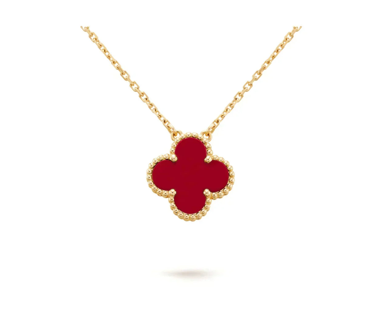 [Elara jewelsry ]CLOVER 15MM CARNELIAN SINGLE FLOWER NECKLACE