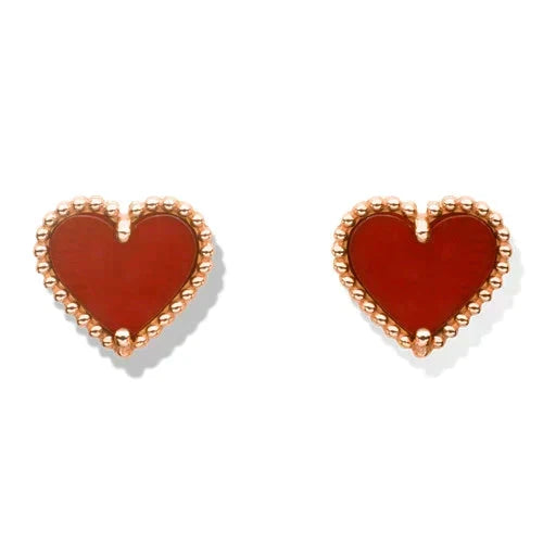 [Elara jewelsry ]HEART CARNELIAN STUD EARRINGS