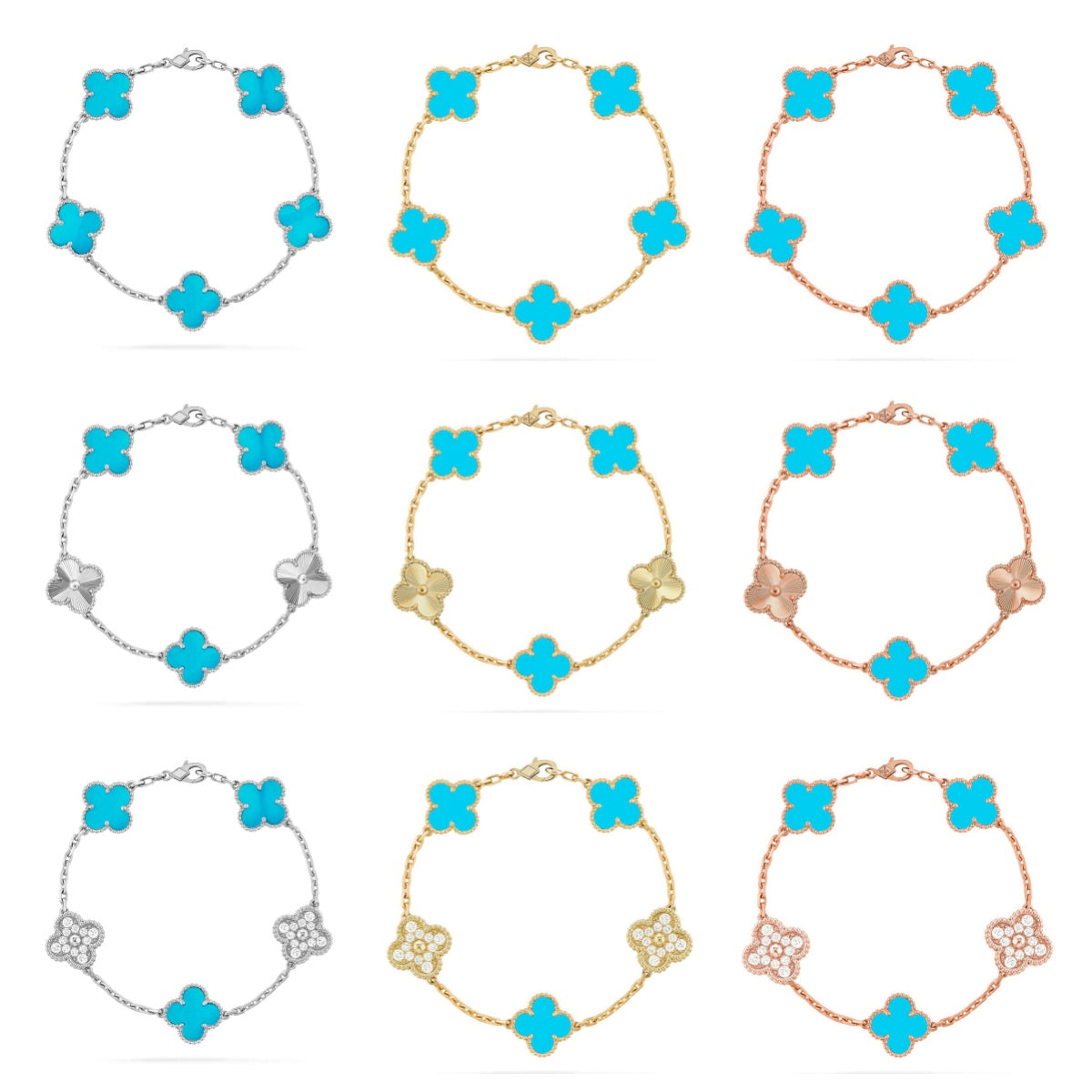 [Elara jewelsry ] CLOVER 5 MOTIF TURQUOISE BRACELET COLLECTION