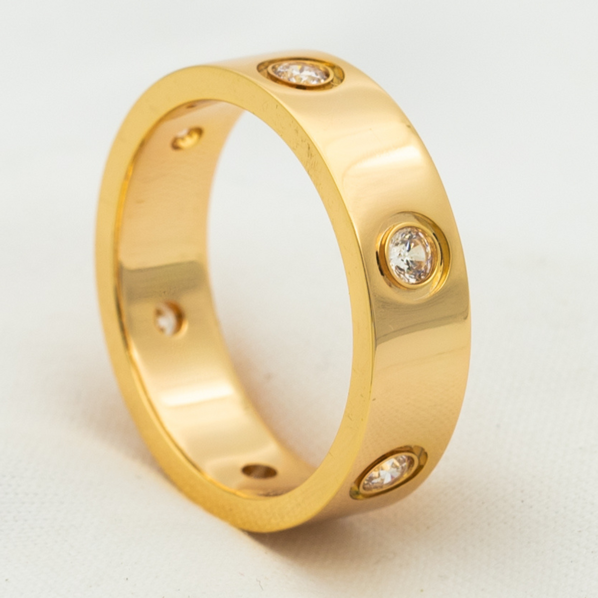 [Elara jewelsry ]LOVE RING 5.5MM 6 DIAMONDS PINK GOLD