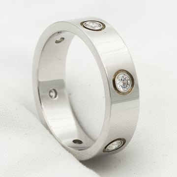 [Elara jewelsry ]LOVE RING 5.5MM 6 DIAMONDS SILVER