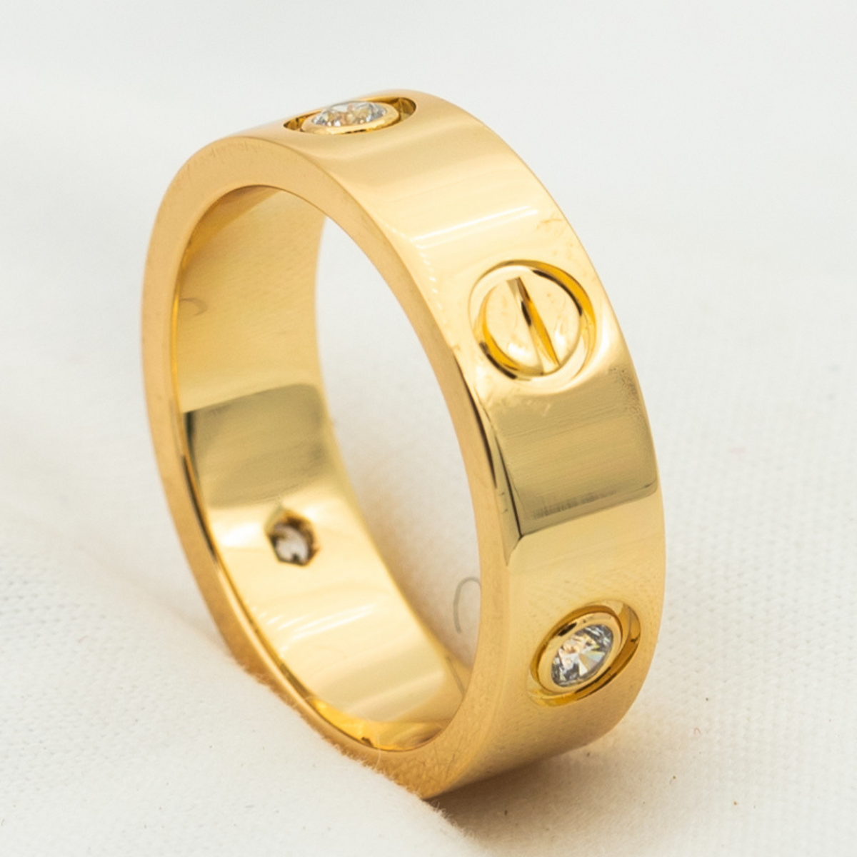 [Elara jewelsry ]LOVE RING 5.5MM 3 DIAMONDS PINK GOLD