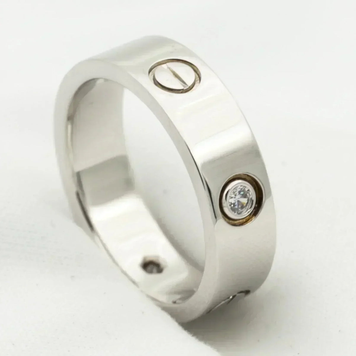 [Elara jewelsry ]LOVE RING 5.5MM 3 DIAMONDS SILVER