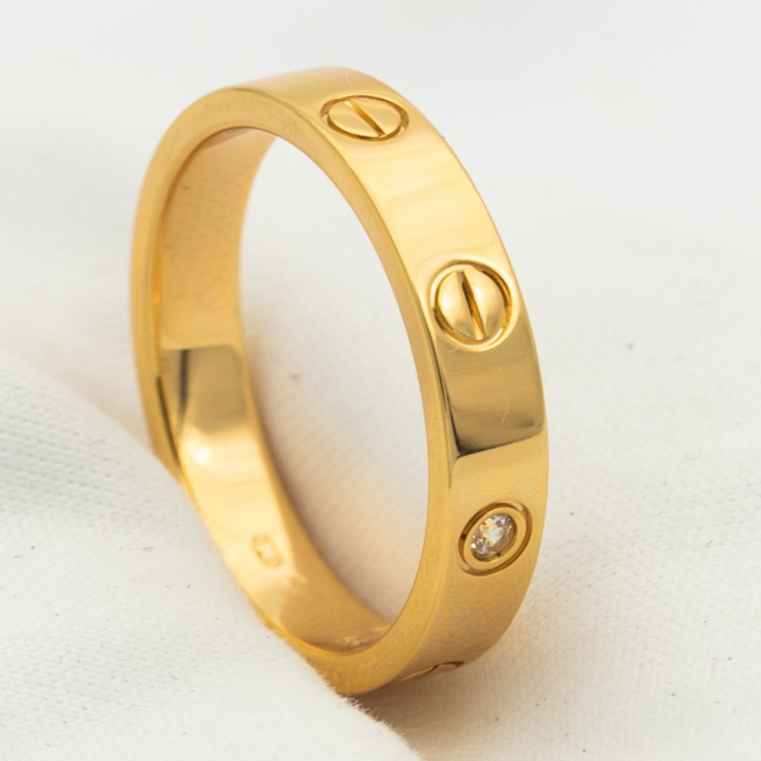 [Elara jewelsry ]LOVE RING 4MM 1 DIAMOND PINK GOLD