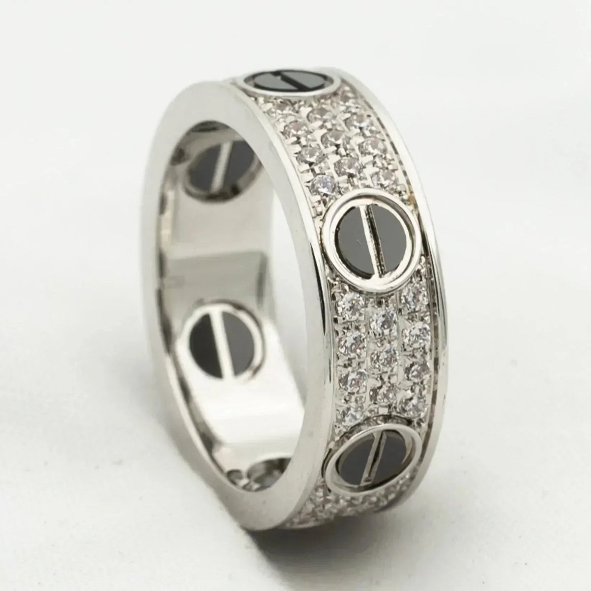 [Elara jewelsry ]LOVE RING 5.5MM DIAMONDS PAVED CERAMIC