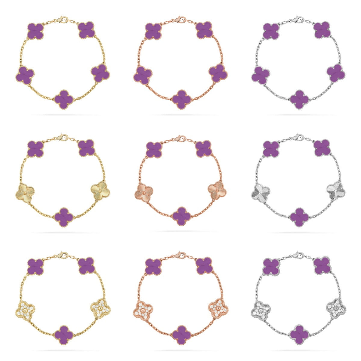 [Elara jewelsry ] CLOVER 5 MOTIF VIOLET BRACELET COLLECTION