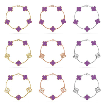 [Elara jewelsry ] CLOVER 5 MOTIF VIOLET BRACELET COLLECTION
