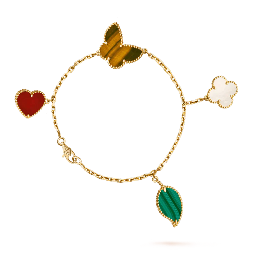[Elara jewelsry ]LUCKY SPRING 5 MOTIF GOLD BRACELET