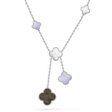 [Elara jewelsry ]CLOVER MOP CHALCEDONY NECKLACE SILVER 6 MOTIF
