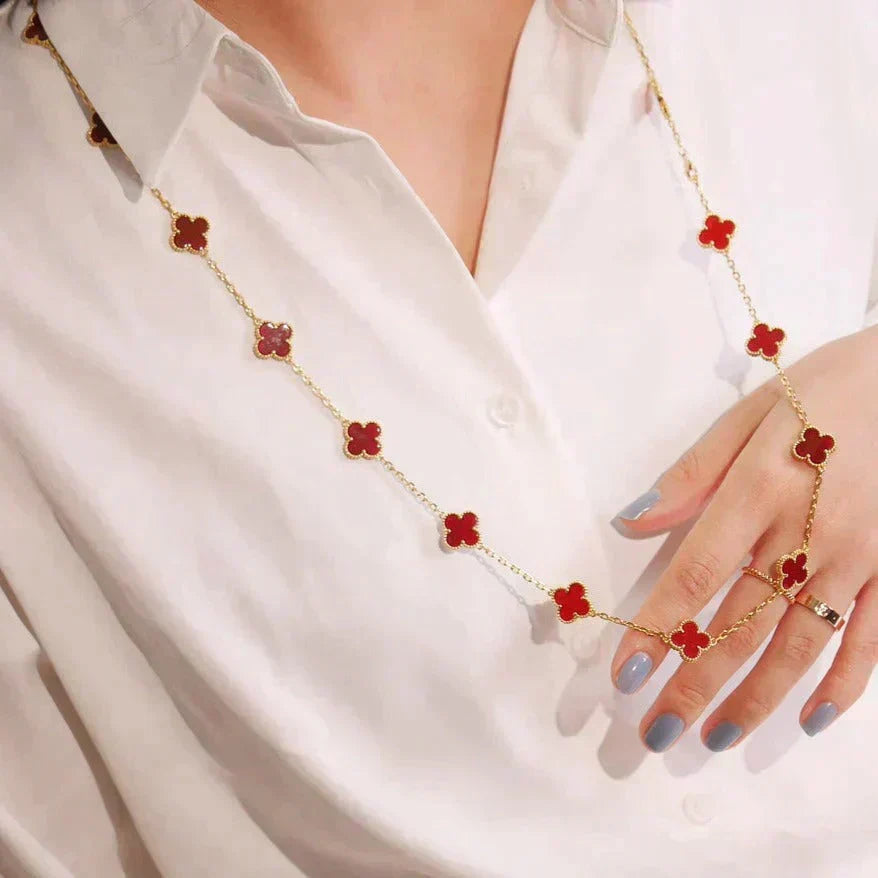 [Elara jewelsry ]CLOVER 20 MOTIFS CARNELIAN NECKLACE