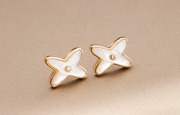 [Elara jewelsry ]JEUX DE WHITE MOP ROSE GOLD DIAMOND EARRINGS