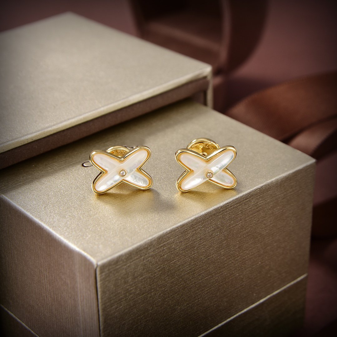 [Elara jewelsry ]JEUX DE WHITE MOP GOLD DIAMOND EARRINGS