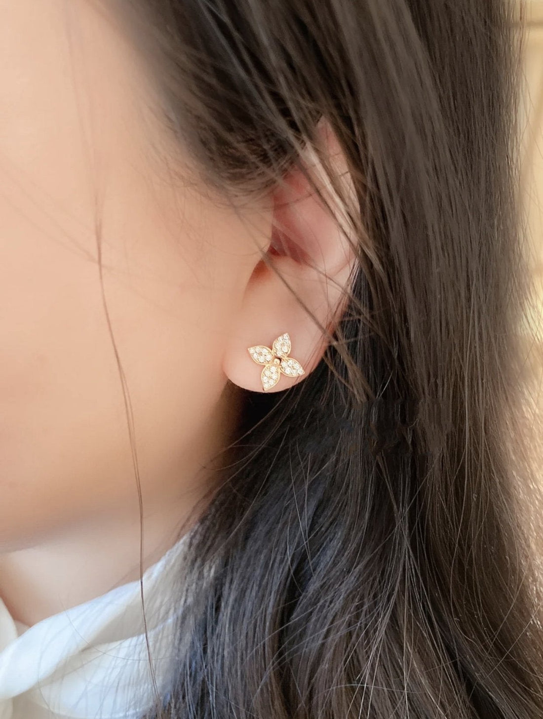 [Elara jewelsry ]STAR BLOSSOM STUD EARRINGS PINK GOLD DIAMONDS