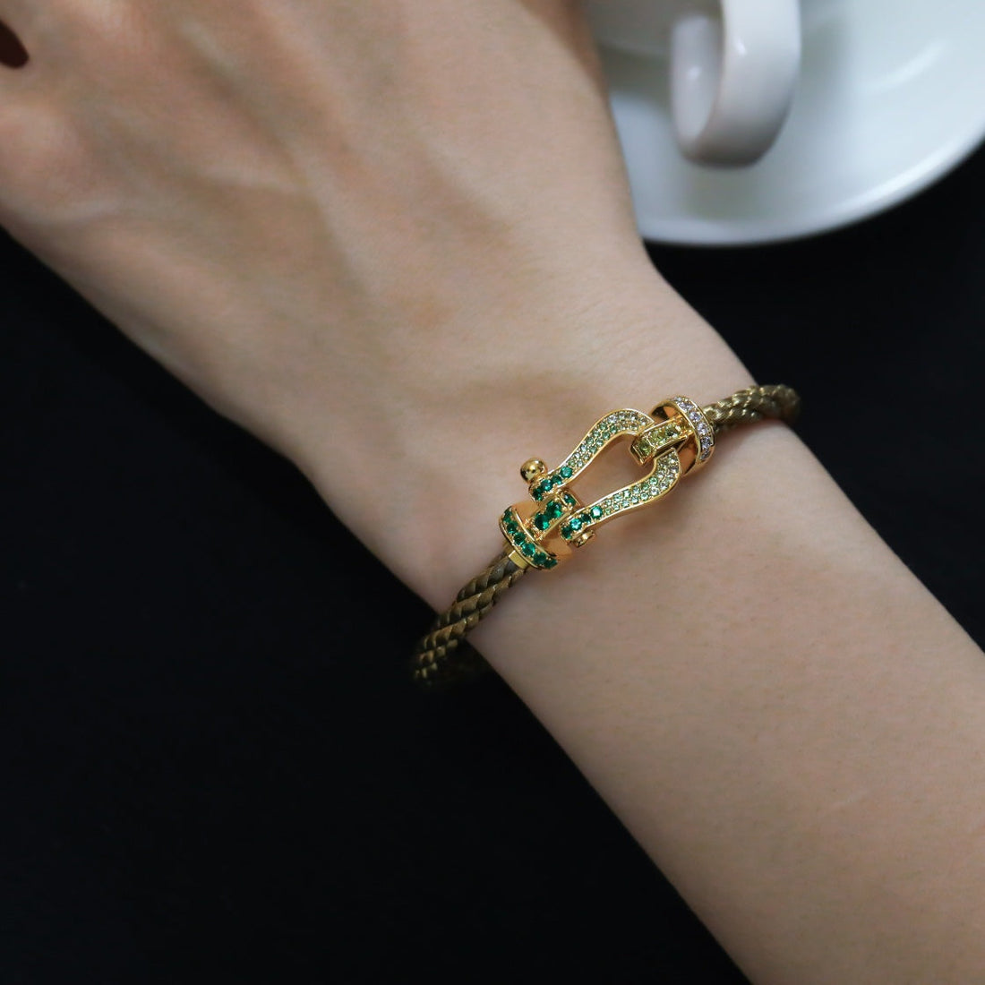 [Elara jewelsry ]FORCE 10 GOLD GREEN DIAMOND PAVED